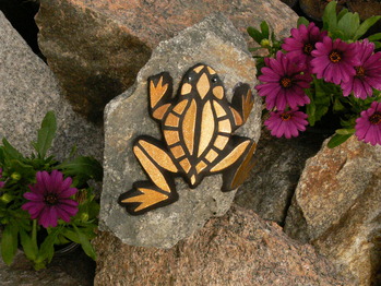 Mosaike für Garten: Frosch-mittel-gold