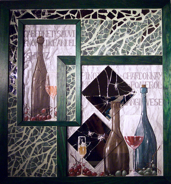 Mosaik-Gemälde: Mosaik: In vino veritas
