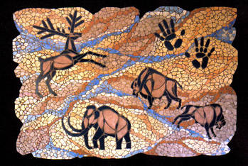 Mosaik-Gemälde: Mosaik: Steinzeit