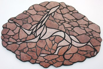 Mosaik-Gemälde: Mosaikkunst: springender Windhund