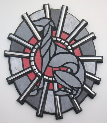 Mosaik-Gemälde: Mosaikkunst: sitzender Windhund