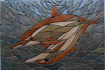 IHR Mosaik: Mosaik auf Netz-Bodeneinleger Delfinpaar