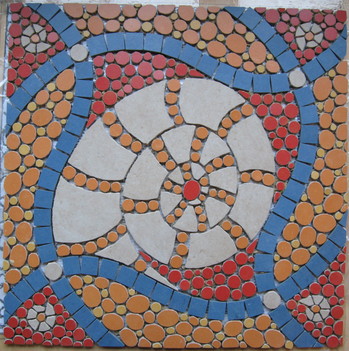 IHR Mosaik: Mosaik auf Netz,Bodeneinleger,Ammonit-Rosone-Variante 2